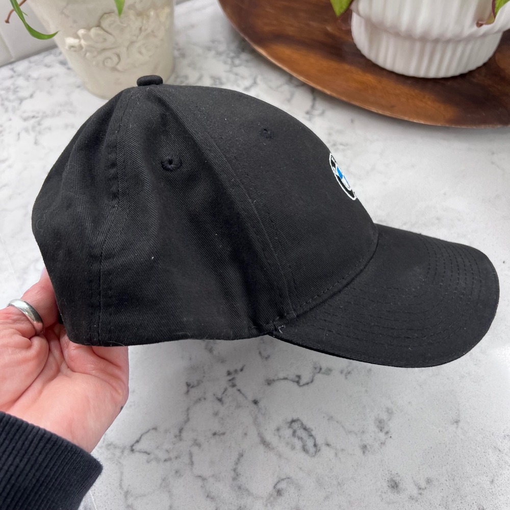 BMW Lifestyle Black Baseball Cap Embroidered Logo Adjustable Hat OSFA - Picture 4 of 7